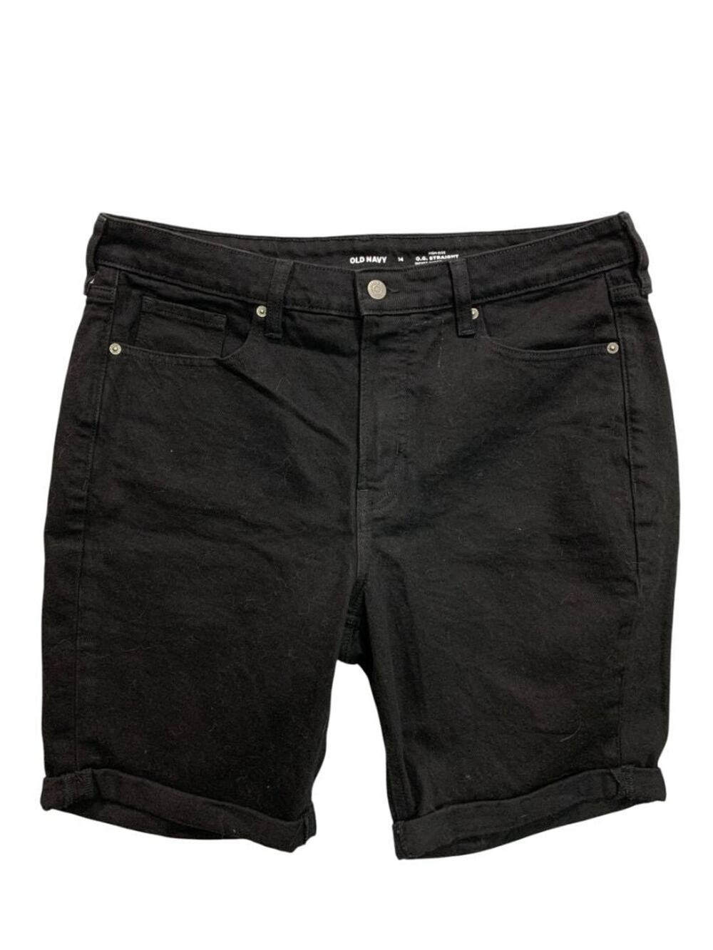 Size 14 Old Navy Womens Black Jean Shorts High-Rise O.G. Straight